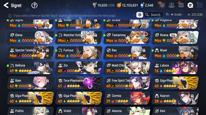 [GLOBAL] Epic 7 Seven 16ML + 32 4★ ML(lots dups) Witch of the Mere Tenebria New Moon Luna Navy Landy Sea Phantom Politis Straze Zio Maid Chloe Ambitious Tywin Specter Tenebria+20 Speed 10-10 Account-Mobile Games Starter