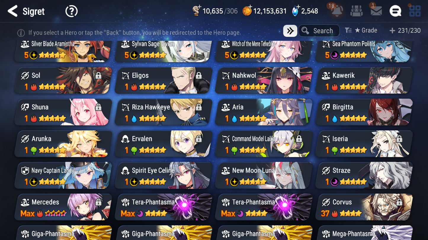 [GLOBAL] Epic 7 Seven 16ML + 32 4★ ML(lots dups) Witch of the Mere Tenebria New Moon Luna Navy Landy Sea Phantom Politis Straze Zio Maid Chloe Ambitious Tywin Specter Tenebria+20 Speed 10-10 Account-Mobile Games Starter