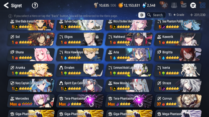 [GLOBAL] Epic 7 Seven 16ML + 32 4★ ML(lots dups) Witch of the Mere Tenebria New Moon Luna Navy Landy Sea Phantom Politis Straze Zio Maid Chloe Ambitious Tywin Specter Tenebria+20 Speed 10-10 Account-Mobile Games Starter