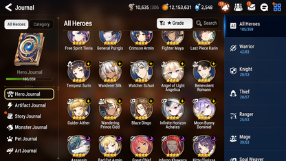 [GLOBAL] Epic 7 Seven 16ML + 32 4★ ML(lots dups) Witch of the Mere Tenebria New Moon Luna Navy Landy Sea Phantom Politis Straze Zio Maid Chloe Ambitious Tywin Specter Tenebria+20 Speed 10-10 Account-Mobile Games Starter