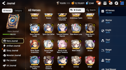 [GLOBAL] Epic 7 Seven 16ML + 32 4★ ML(lots dups) Witch of the Mere Tenebria New Moon Luna Navy Landy Sea Phantom Politis Straze Zio Maid Chloe Ambitious Tywin Specter Tenebria+20 Speed 10-10 Account-Mobile Games Starter