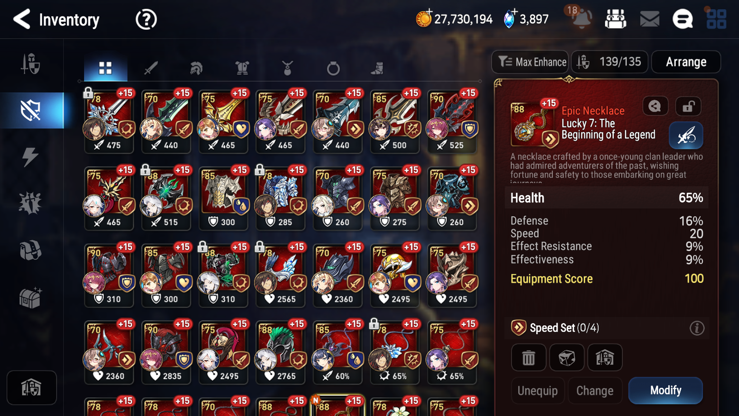 [GLOBAL] Epic 7 Seven 16ML + 33 4★ ML(lots dups) Harsetti Lionheart Cermia LQC Spirit Eye Celine Faithless Lidica Specter Tenebria Sage Baal+20 speed 10-10 Account-Mobile Games Starter