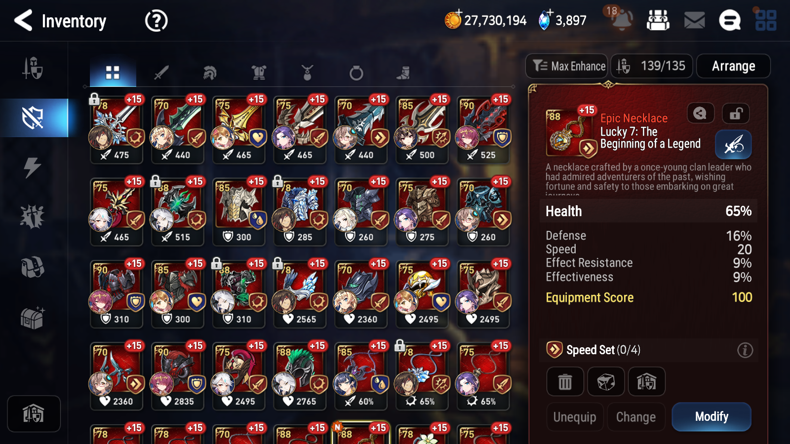 [GLOBAL] Epic 7 Seven 16ML + 33 4★ ML(lots dups) Harsetti Lionheart Cermia LQC Spirit Eye Celine Faithless Lidica Specter Tenebria Sage Baal+20 speed 10-10 Account-Mobile Games Starter