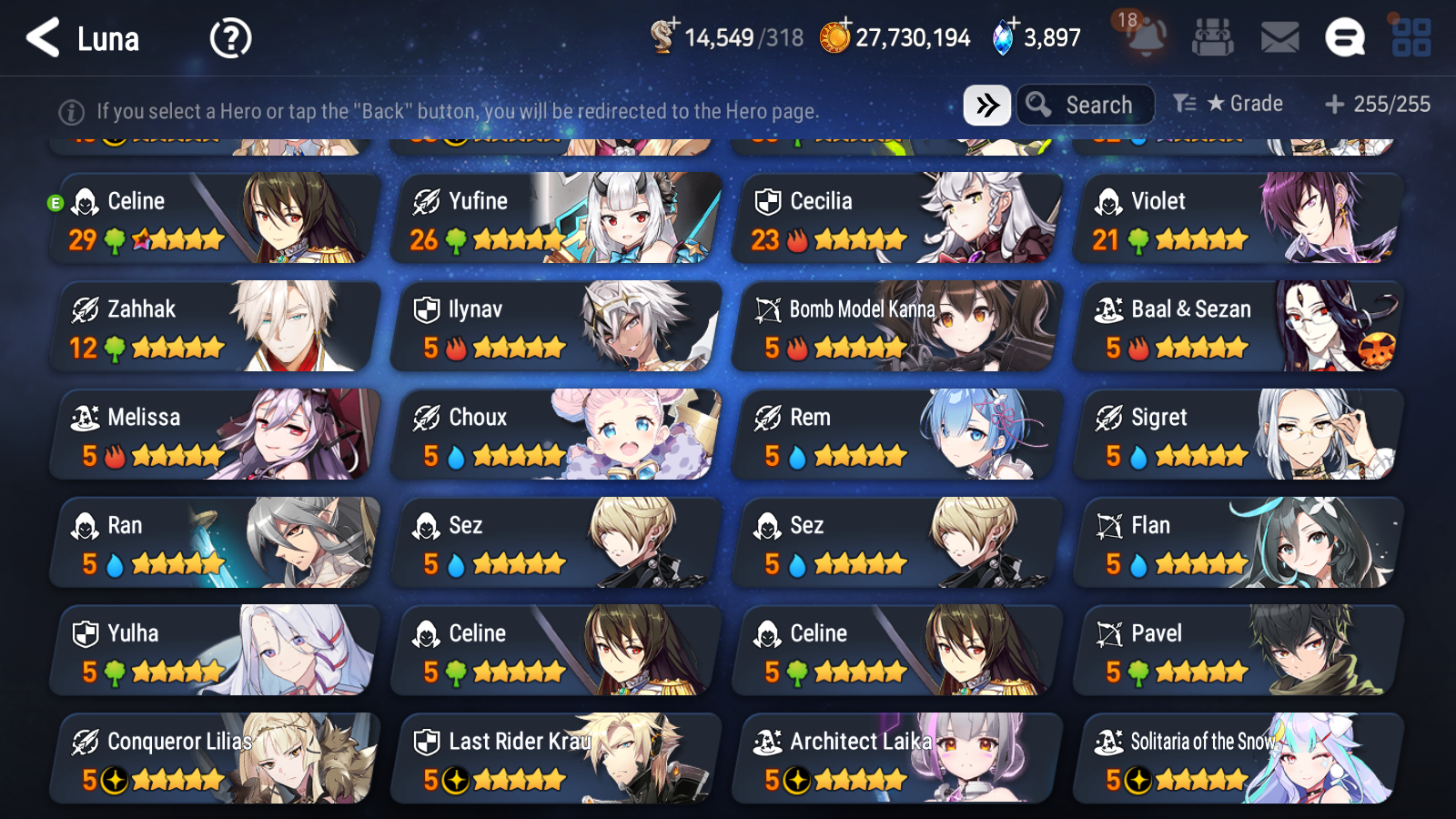 [GLOBAL] Epic 7 Seven 16ML + 33 4★ ML(lots dups) Harsetti Lionheart Cermia LQC Spirit Eye Celine Faithless Lidica Specter Tenebria Sage Baal+20 speed 10-10 Account-Mobile Games Starter