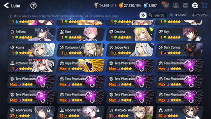 [GLOBAL] Epic 7 Seven 16ML + 33 4★ ML(lots dups) Harsetti Lionheart Cermia LQC Spirit Eye Celine Faithless Lidica Specter Tenebria Sage Baal+20 speed 10-10 Account-Mobile Games Starter