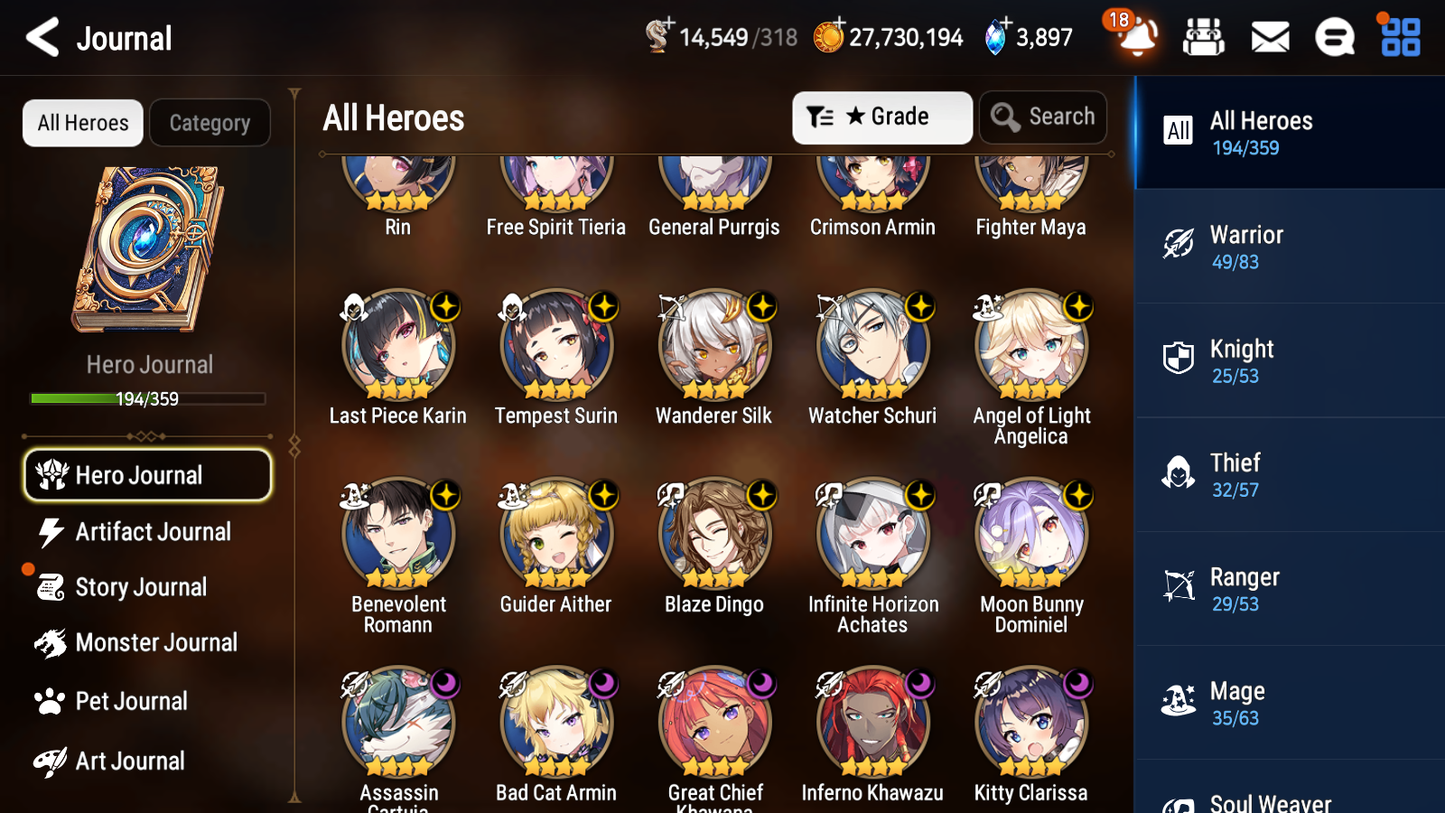 [GLOBAL] Epic 7 Seven 16ML + 33 4★ ML(lots dups) Harsetti Lionheart Cermia LQC Spirit Eye Celine Faithless Lidica Specter Tenebria Sage Baal+20 speed 10-10 Account-Mobile Games Starter