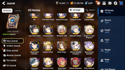 [GLOBAL] Epic 7 Seven 16ML + 33 4★ ML(lots dups) Harsetti Lionheart Cermia LQC Spirit Eye Celine Faithless Lidica Specter Tenebria Sage Baal+20 speed 10-10 Account-Mobile Games Starter