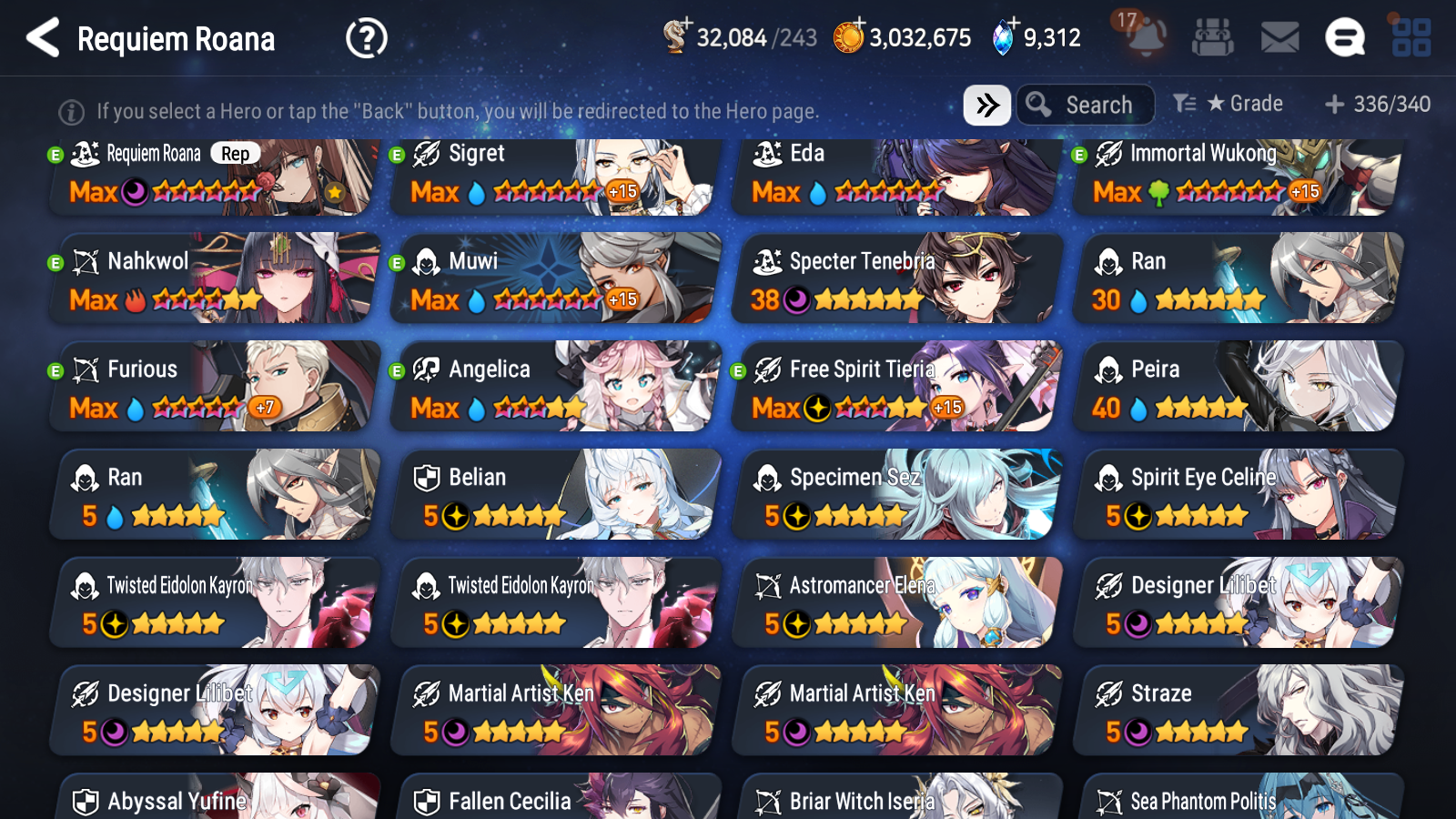 [GLOBAL] Epic 7 Seven 16ML + 34 4★ ML(lots dups) + 60 ML Coin Sea Phantom Politis Abyssal Yufine Straze Requiem Roana Designer Lilibet+20 Speed etc +Name 10-10 Account-Mobile Games Starter