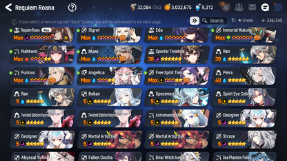 [GLOBAL] Epic 7 Seven 16ML + 34 4★ ML(lots dups) + 60 ML Coin Sea Phantom Politis Abyssal Yufine Straze Requiem Roana Designer Lilibet+20 Speed etc +Name 10-10 Account-Mobile Games Starter