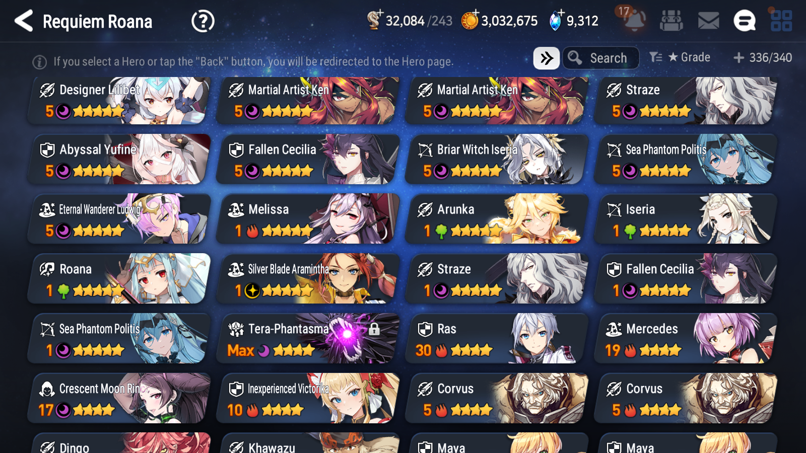 [GLOBAL] Epic 7 Seven 16ML + 34 4★ ML(lots dups) + 60 ML Coin Sea Phantom Politis Abyssal Yufine Straze Requiem Roana Designer Lilibet+20 Speed etc +Name 10-10 Account-Mobile Games Starter
