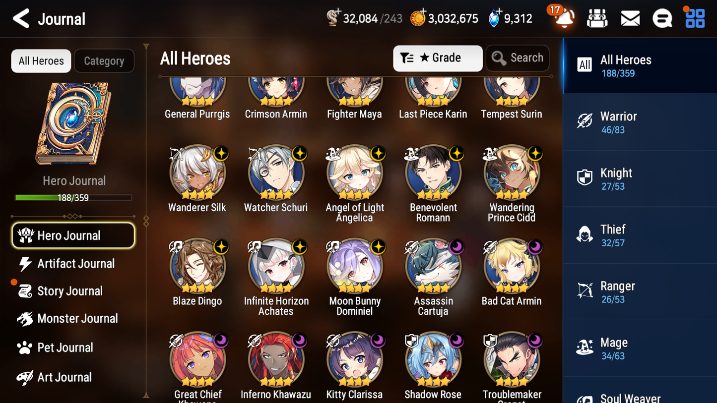 [GLOBAL] Epic 7 Seven 16ML + 34 4★ ML(lots dups) + 60 ML Coin Sea Phantom Politis Abyssal Yufine Straze Requiem Roana Designer Lilibet+20 Speed etc +Name 10-10 Account-Mobile Games Starter