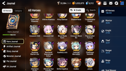 [GLOBAL] Epic 7 Seven 16ML + 34 4★ ML(lots dups) + 60 ML Coin Sea Phantom Politis Abyssal Yufine Straze Requiem Roana Designer Lilibet+20 Speed etc +Name 10-10 Account-Mobile Games Starter
