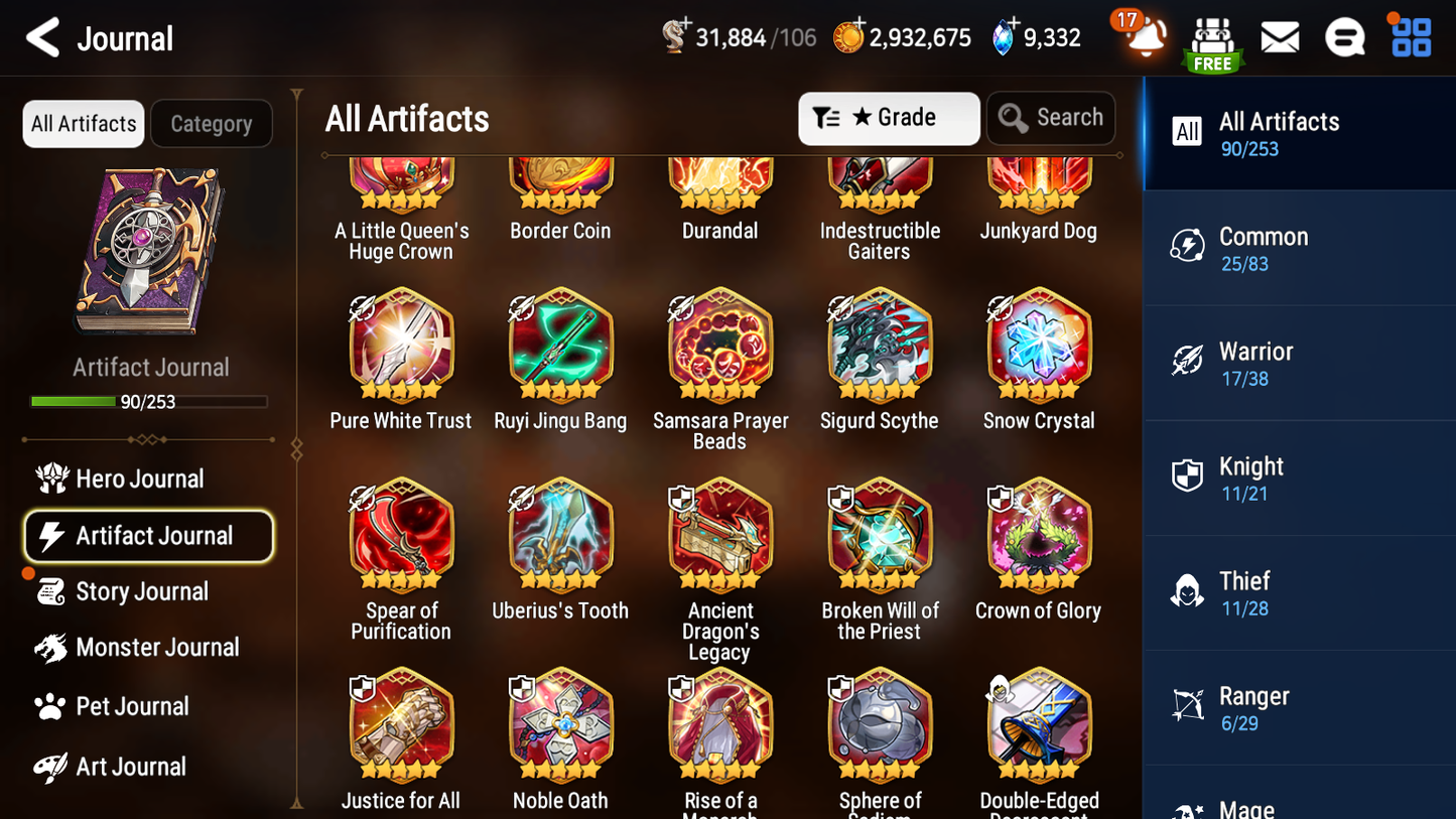 [GLOBAL] Epic 7 Seven 16ML + 34 4★ ML(lots dups) + 40 ML Coin Sea Phantom Politis Abyssal Yufine Straze Requiem Roana Designer Lilibet etc +Name 10-10 Account-Mobile Games Starter