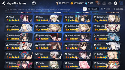 [GLOBAL] Epic 7 Seven 17ML + 31 4★ ML(lots dups) + 30 ML Coin Sea Phantom Politis Bystander Hwayoung Arbiter Vildred Belian Conqueror Lilias Spirit Eye Celine Commander Pavel Archdemon's Shadow+20 speed 10-10 Account-Mobile Games Starter