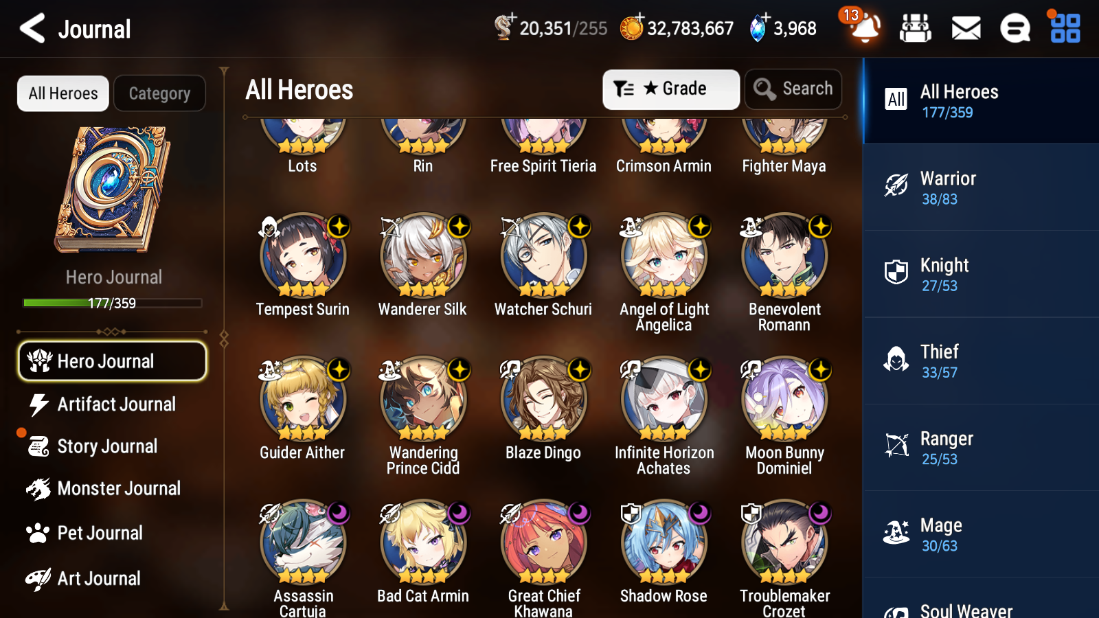 [GLOBAL] Epic 7 Seven 17ML + 31 4★ ML(lots dups) + 30 ML Coin Sea Phantom Politis Bystander Hwayoung Arbiter Vildred Belian Conqueror Lilias Spirit Eye Celine Commander Pavel Archdemon's Shadow+20 speed 10-10 Account-Mobile Games Starter