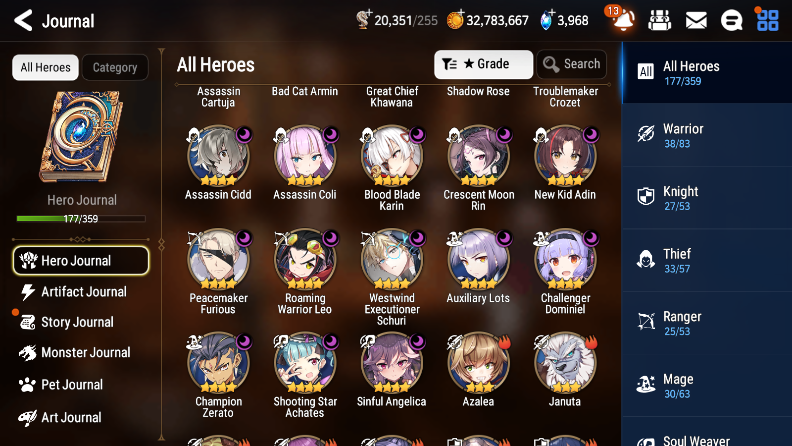 [GLOBAL] Epic 7 Seven 17ML + 31 4★ ML(lots dups) + 30 ML Coin Sea Phantom Politis Bystander Hwayoung Arbiter Vildred Belian Conqueror Lilias Spirit Eye Celine Commander Pavel Archdemon's Shadow+20 speed 10-10 Account-Mobile Games Starter