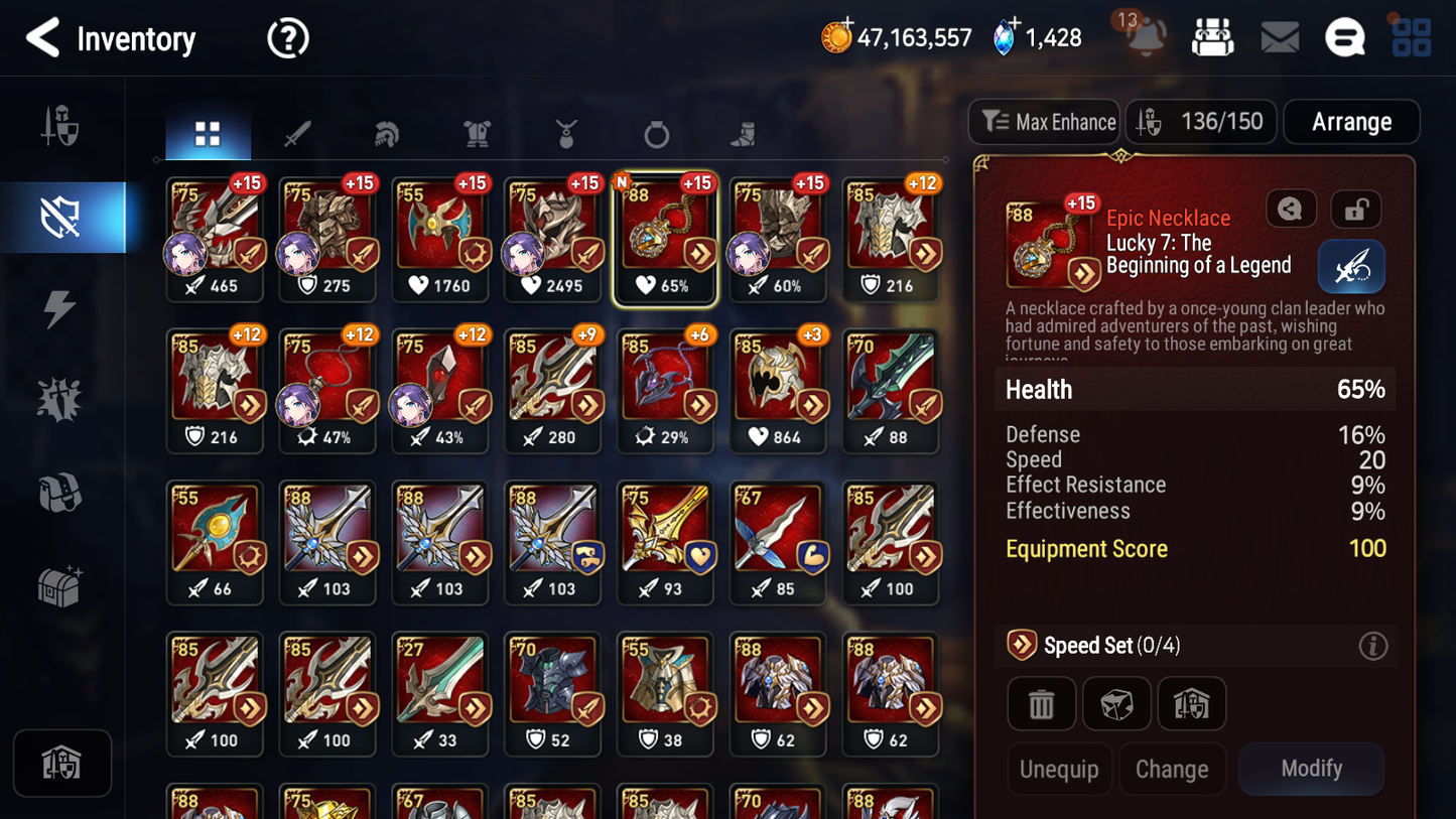 [GLOBAL] Epic 7 Seven 17ML + 33 4★ ML(lots dups) + 40 ML Coin Conqueror Lilias Fallen Cecilia Ken Luluca+20 speed + Name 10-10 Account-Mobile Games Starter
