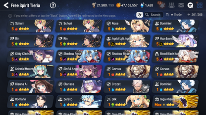 [GLOBAL] Epic 7 Seven 17ML + 33 4★ ML(lots dups) + 40 ML Coin Conqueror Lilias Fallen Cecilia Ken Luluca+20 speed + Name 10-10 Account-Mobile Games Starter