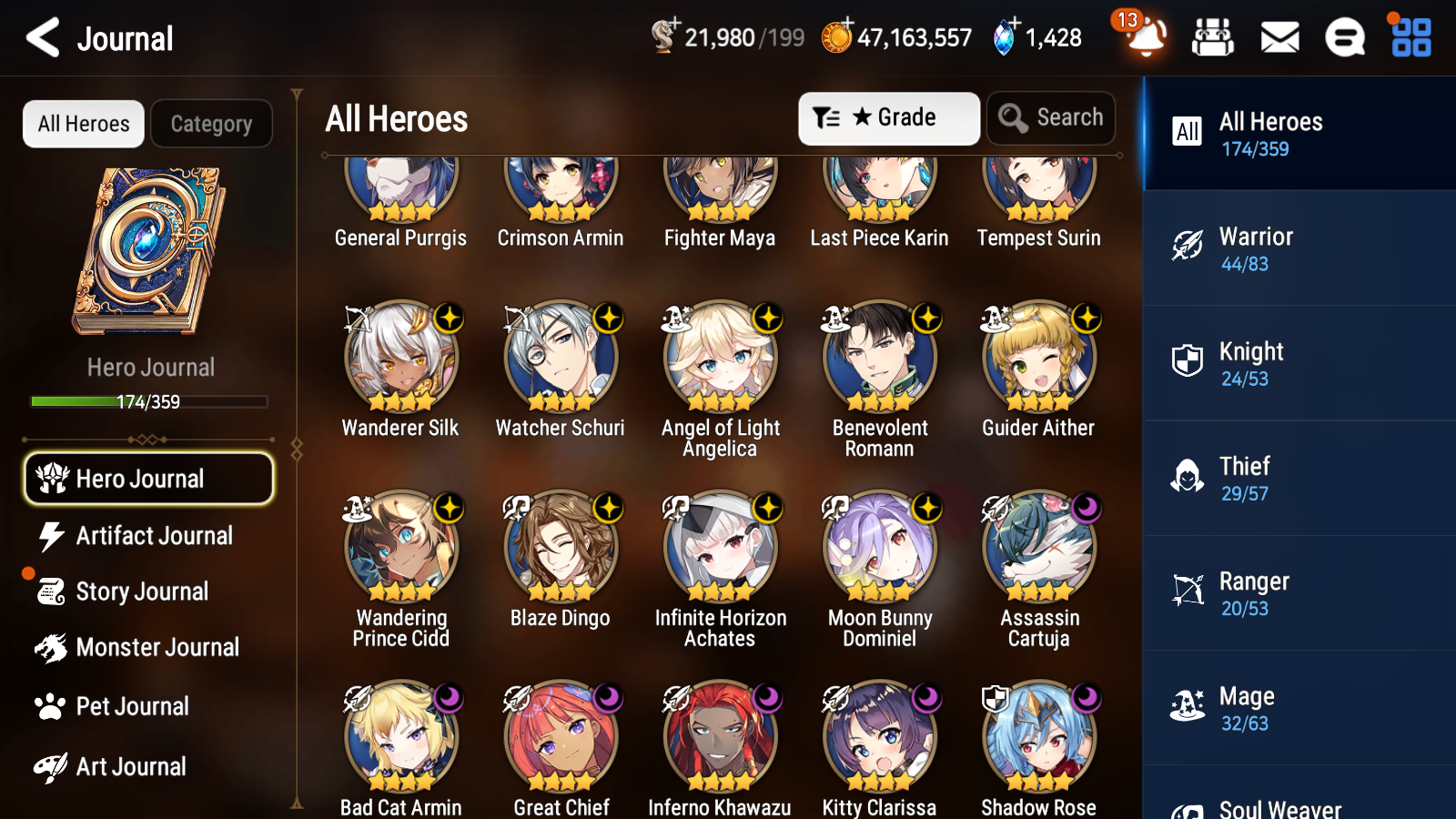 [GLOBAL] Epic 7 Seven 17ML + 33 4★ ML(lots dups) + 40 ML Coin Conqueror Lilias Fallen Cecilia Ken Luluca+20 speed + Name 10-10 Account-Mobile Games Starter