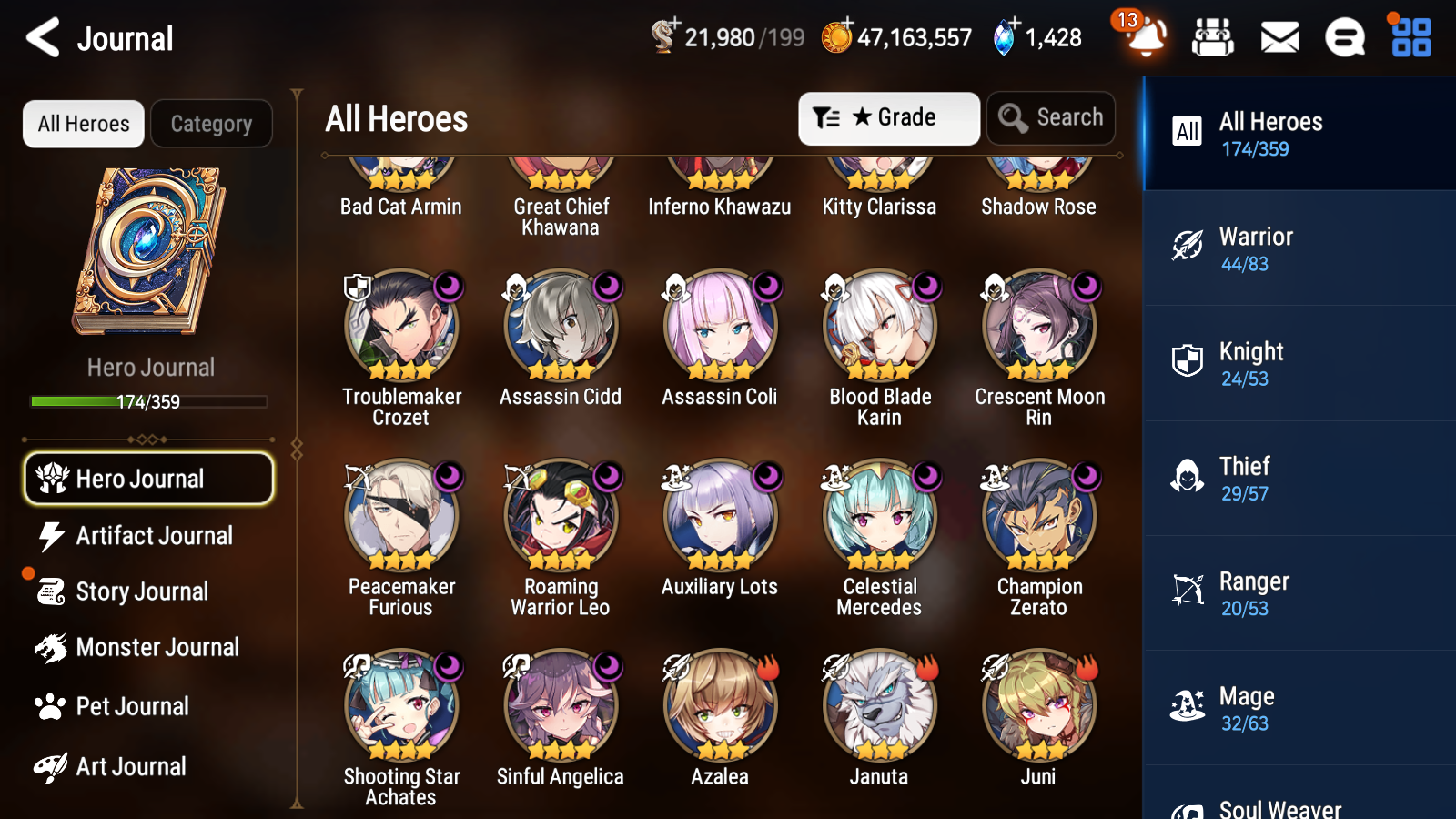 [GLOBAL] Epic 7 Seven 17ML + 33 4★ ML(lots dups) + 40 ML Coin Conqueror Lilias Fallen Cecilia Ken Luluca+20 speed + Name 10-10 Account-Mobile Games Starter