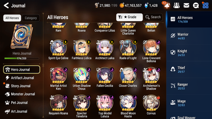 [GLOBAL] Epic 7 Seven 17ML + 33 4★ ML(lots dups) + 40 ML Coin Conqueror Lilias Fallen Cecilia Ken Luluca+20 speed + Name 10-10 Account-Mobile Games Starter
