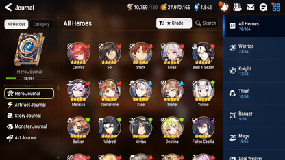 [GLOBAL] Epic 7 Seven 1ML 2LIM Fallen Cecilia Diene Baiken + ML Mystics Pulls + 20 Speed Aged Starter Account-Mobile Games Starter