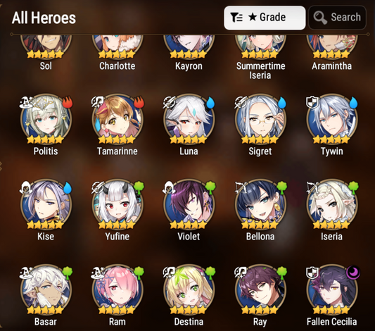 [GLOBAL] Epic 7 Seven 1ML 2LIM Fallen Cecilia Luna Summertime Iseria + ML pulls + Name Aged Starter Account-Mobile Games Starter
