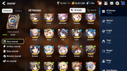 [GLOBAL] Epic 7 Seven 1ML 2LIM Lone Wolf Peira Diene Baiken + ML Mystics Pulls + 20 Speed Aged Starter Account-Mobile Games Starter