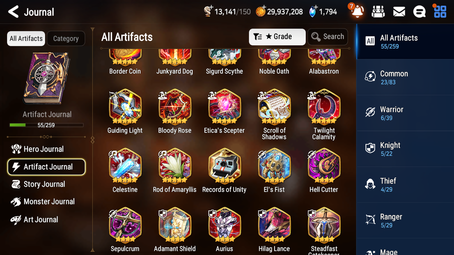 [GLOBAL] Epic 7 Seven 1ML 2LIM Lone Wolf Peira Diene Baiken + ML Mystics Pulls + 20 Speed Aged Starter Account-Mobile Games Starter