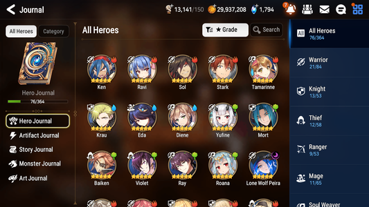 [GLOBAL] Epic 7 Seven 1ML 2LIM Lone Wolf Peira Diene Baiken + ML Mystics Pulls + 20 Speed Aged Starter Account-Mobile Games Starter