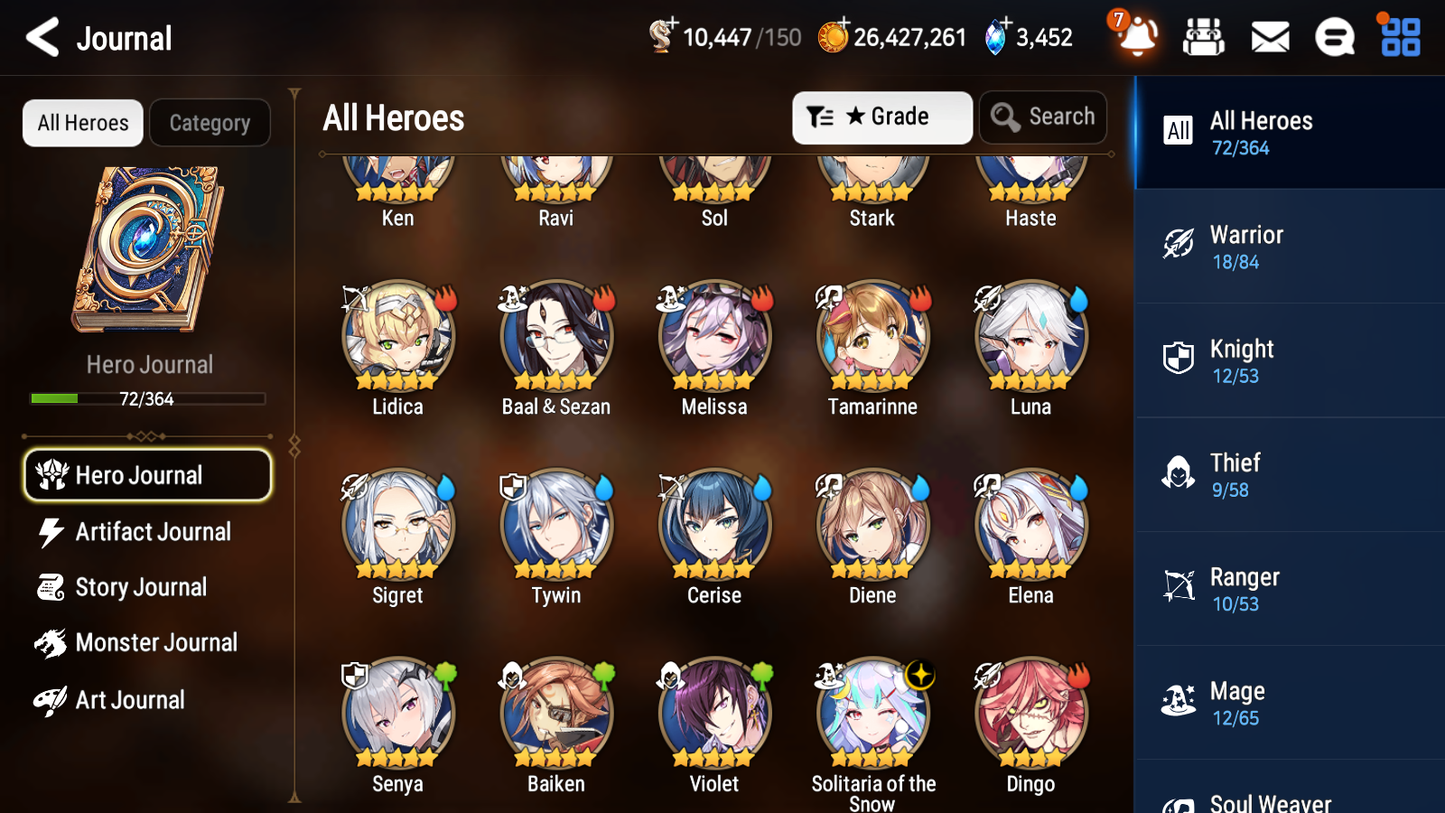 [GLOBAL] Epic 7 Seven 1ML 4LIM Solitaria of the Snow Luna Diene Cerise Baiken + ML Mystics Pulls + 20 Speed Aged Starter Account-Mobile Games Starter