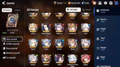 [GLOBAL] Epic 7 Seven 1ML 4LIM Solitaria of the Snow Luna Diene Cerise Baiken + ML Mystics Pulls + 20 Speed Aged Starter Account-Mobile Games Starter