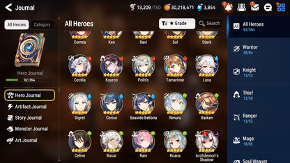 [GLOBAL] Epic 7 Seven 1ML 5LIM Archdemon's Shadow Luna Rimuru Seaside Bellona Baiken Cerise + ML pulls + 20 Speed + Name Aged Starter Account-Mobile Games Starter