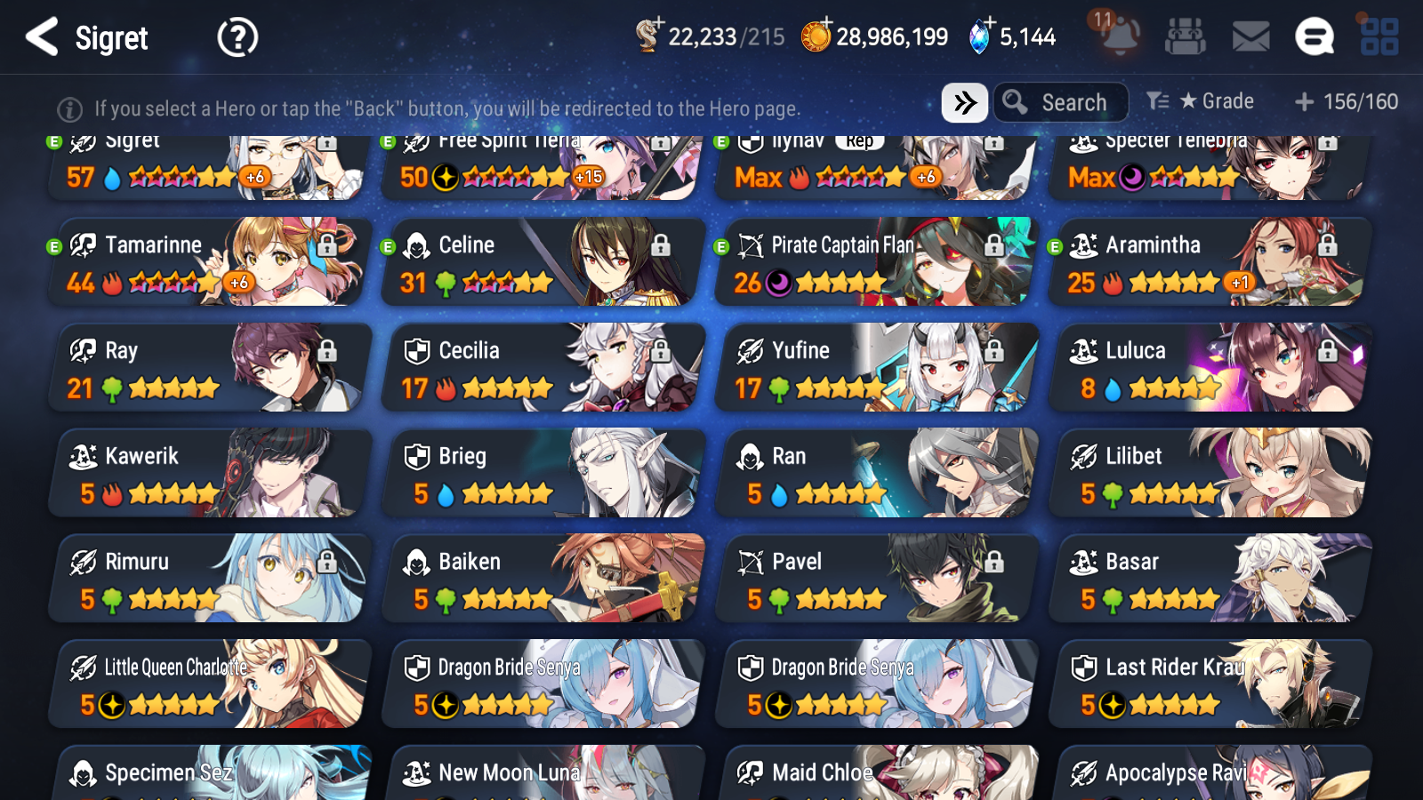 [GLOBAL] Epic 7 Seven 20ML + 31 4★ ML(lots dups) + 30 ML Coin Lone Wolf Peira New Moon Luna Hellion Lua Dragon Bride Senya Straze Apocalpyse Ravi Maid Chloe Flan Luluca Arbiter Lionheart Cermia Kawerik Rimuru Fairytale Baiken+20 Speed + Name 10-10 Account-Mobile Games Starter