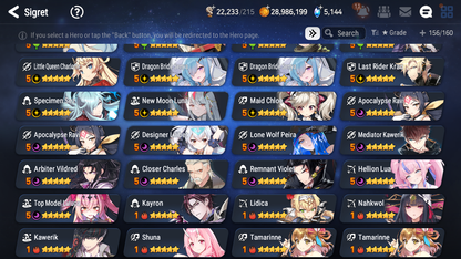 [GLOBAL] Epic 7 Seven 20ML + 31 4★ ML(lots dups) + 30 ML Coin Lone Wolf Peira New Moon Luna Hellion Lua Dragon Bride Senya Straze Apocalpyse Ravi Maid Chloe Flan Luluca Arbiter Lionheart Cermia Kawerik Rimuru Fairytale Baiken+20 Speed + Name 10-10 Account-Mobile Games Starter