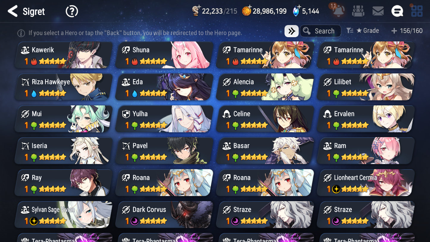 [GLOBAL] Epic 7 Seven 20ML + 31 4★ ML(lots dups) + 30 ML Coin Lone Wolf Peira New Moon Luna Hellion Lua Dragon Bride Senya Straze Apocalpyse Ravi Maid Chloe Flan Luluca Arbiter Lionheart Cermia Kawerik Rimuru Fairytale Baiken+20 Speed + Name 10-10 Account-Mobile Games Starter