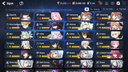 [GLOBAL] Epic 7 Seven 20ML + 31 4★ ML(lots dups) + 30 ML Coin Lone Wolf Peira New Moon Luna Hellion Lua Dragon Bride Senya Straze Apocalpyse Ravi Maid Chloe Flan Luluca Arbiter Lionheart Cermia Kawerik Rimuru Fairytale Baiken+20 Speed + Name 10-10 Account-Mobile Games Starter