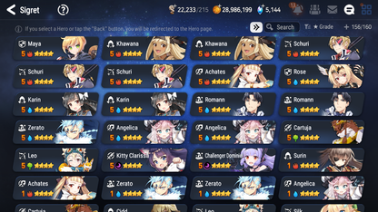 [GLOBAL] Epic 7 Seven 20ML + 31 4★ ML(lots dups) + 30 ML Coin Lone Wolf Peira New Moon Luna Hellion Lua Dragon Bride Senya Straze Apocalpyse Ravi Maid Chloe Flan Luluca Arbiter Lionheart Cermia Kawerik Rimuru Fairytale Baiken+20 Speed + Name 10-10 Account-Mobile Games Starter