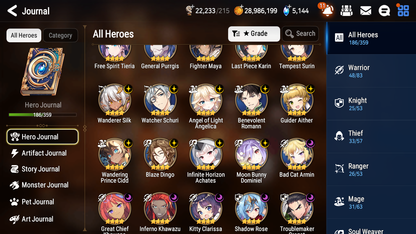 [GLOBAL] Epic 7 Seven 20ML + 31 4★ ML(lots dups) + 30 ML Coin Lone Wolf Peira New Moon Luna Hellion Lua Dragon Bride Senya Straze Apocalpyse Ravi Maid Chloe Flan Luluca Arbiter Lionheart Cermia Kawerik Rimuru Fairytale Baiken+20 Speed + Name 10-10 Account-Mobile Games Starter