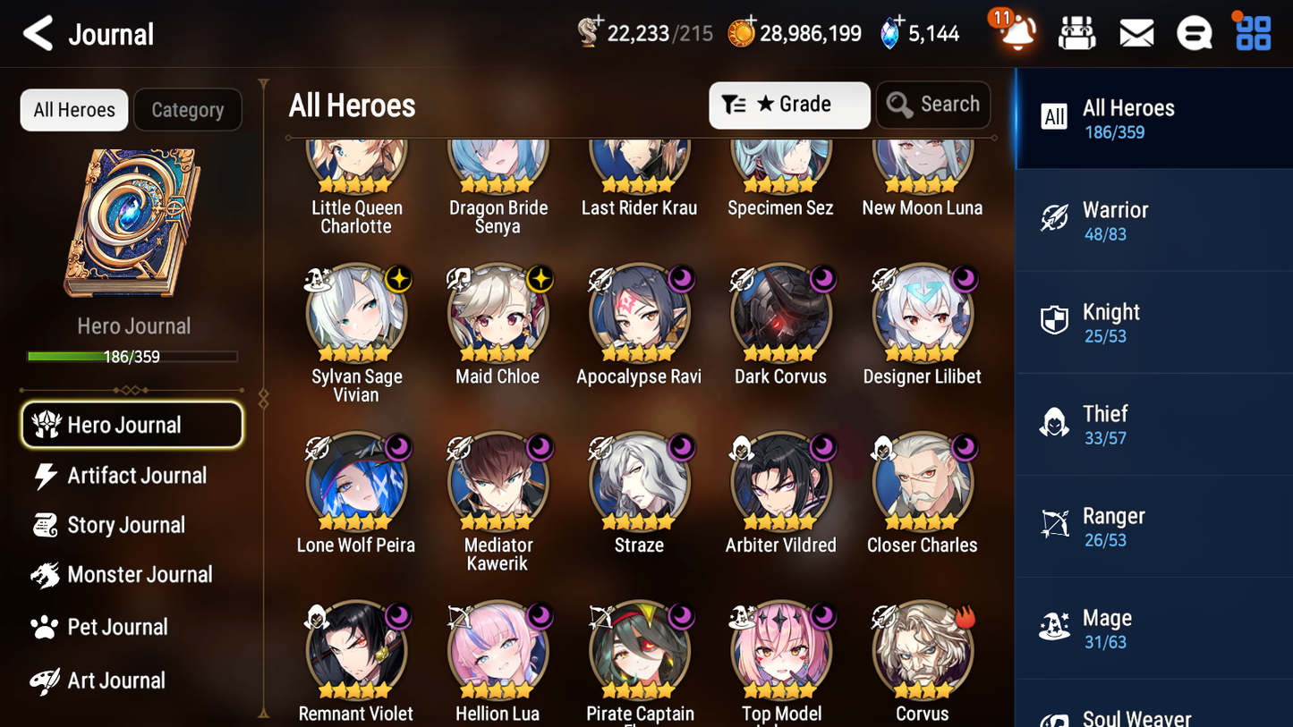 [GLOBAL] Epic 7 Seven 20ML + 31 4★ ML(lots dups) + 30 ML Coin Lone Wolf Peira New Moon Luna Hellion Lua Dragon Bride Senya Straze Apocalpyse Ravi Maid Chloe Flan Luluca Arbiter Lionheart Cermia Kawerik Rimuru Fairytale Baiken+20 Speed + Name 10-10 Account-Mobile Games Starter