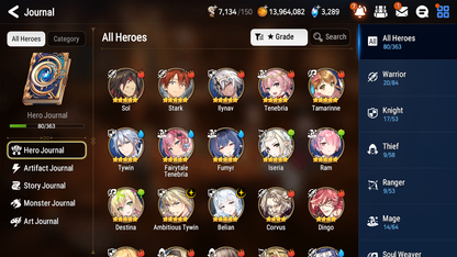 [GLOBAL] Epic 7 Seven 2ML 1LIM Fairytale Tenebria Belian Ambitious Tywin + ML pulls + 20 Speed +Name Starter Account-Mobile Games Starter