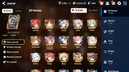 [GLOBAL] Epic 7 Seven 2ML 1LIM Fairytale Tenebria Belian Judge Kise + ML pulls + 20 Speed +Name Starter Account-Mobile Games Starter