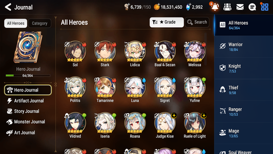 [GLOBAL] Epic 7 Seven 2ML 1LIM Juge Kise Luna Ruele of Light + ML Mystics Pulls + 20 Speed Aged Starter Account-Mobile Games Starter
