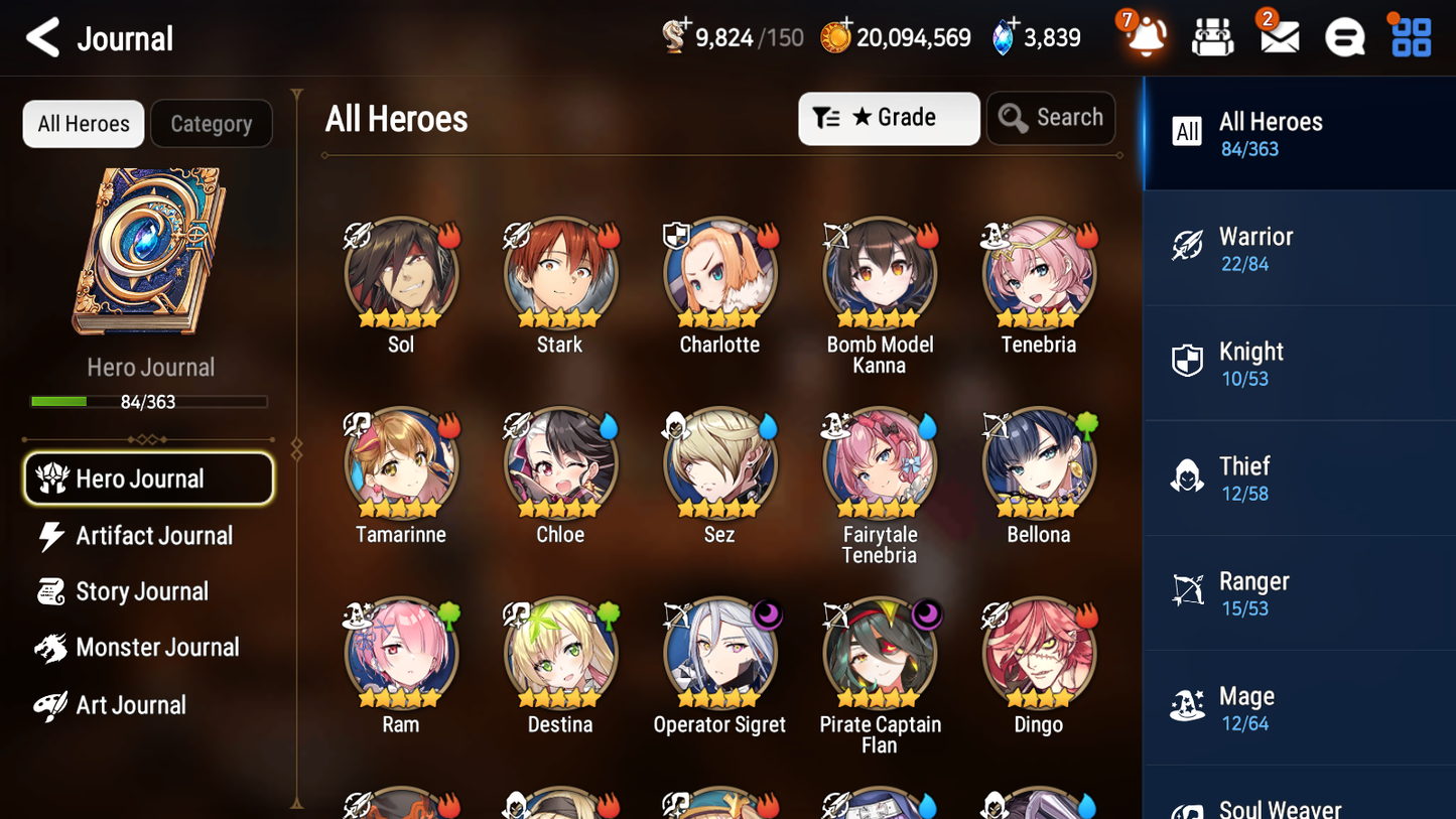 [GLOBAL] Epic 7 Seven 2ML 1LIM Pirate Captan Flan Operator Sigret Fairytale Tenebria + ML pulls + 20 Speed + Name Starter Account-Mobile Games Starter