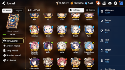 [GLOBAL] Epic 7 Seven 2ML 2LIM Dragon Bride Senya Luna Fairytale Tenebria Fallen Cecilia Sigret + ML Mystics Pulls + 20 Speed Aged Starter Account-Mobile Games Starter