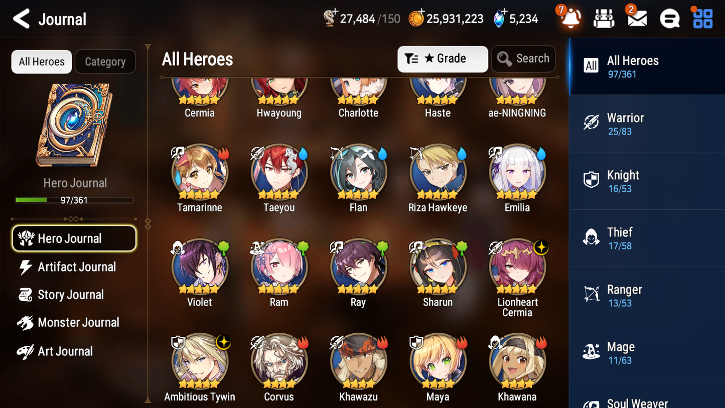 [GLOBAL] Epic 7 Seven 2ML 2LIM Emilia Ae-NingNing Lionheart Cermia Ambitious Tywin + ML pulls + 20 Speed+Name Starter Account-Mobile Games Starter