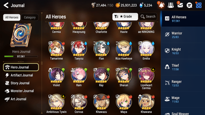 [GLOBAL] Epic 7 Seven 2ML 2LIM Emilia Ae-NingNing Lionheart Cermia Ambitious Tywin + ML pulls + 20 Speed+Name Starter Account-Mobile Games Starter