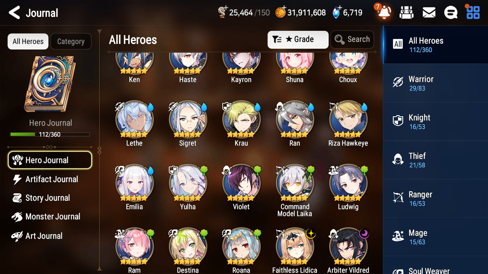 [GLOBAL] Epic 7 Seven 2ML 2LIM Lethe Emilia Faithless Lidica Arbiter Vildred + ML pulls + 20 Speed + Name Starter Account-Mobile Games Starter