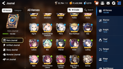 [GLOBAL] Epic 7 Seven 2ML 2LIM Lionheart Cermia Sage Baal Ocean Breeze Luluca Summer break Charlotte + ML pulls+ 20 Speed + Name Starter Account-Mobile Games Starter