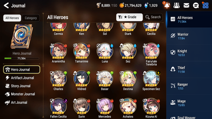 [GLOBAL] Epic 7 Seven 2ML 2LIM Luna Fallen Cecilia Fairytale Tenebria + ML Mystics Pulls + 20 Speed Aged Starter Account-Mobile Games Starter